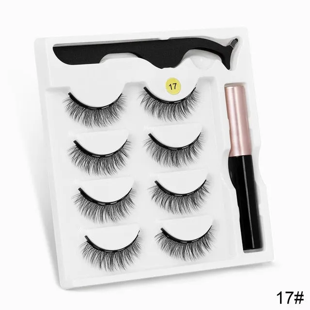 VenusFox Magnetic Eyelashes 3D Mink Eyelashes Magnetic Eyeliner Magnetic Lashes Short False Lashes Lasting Handmade Eyelash Makeup Tool