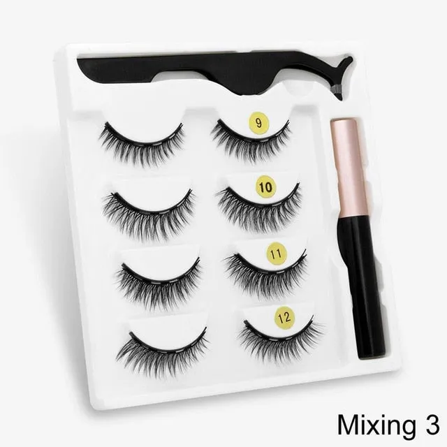 VenusFox Magnetic Eyelashes 3D Mink Eyelashes Magnetic Eyeliner Magnetic Lashes Short False Lashes Lasting Handmade Eyelash Makeup Tool