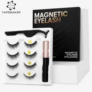 VenusFox Magnetic Eyelashes 3D Mink Eyelashes Magnetic Eyeliner Magnetic Lashes Short False Lashes Lasting Handmade Eyelash Makeup Tool