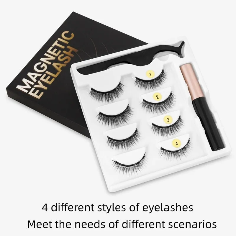 VenusFox Magnetic Eyelashes 3D Mink Eyelashes Magnetic Eyeliner Magnetic Lashes Short False Lashes Lasting Handmade Eyelash Makeup Tool