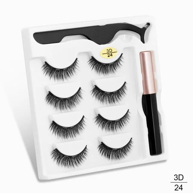 VenusFox Magnetic Eyelashes 3D Mink Eyelashes Magnetic Eyeliner Magnetic Lashes Short False Lashes Lasting Handmade Eyelash Makeup Tool