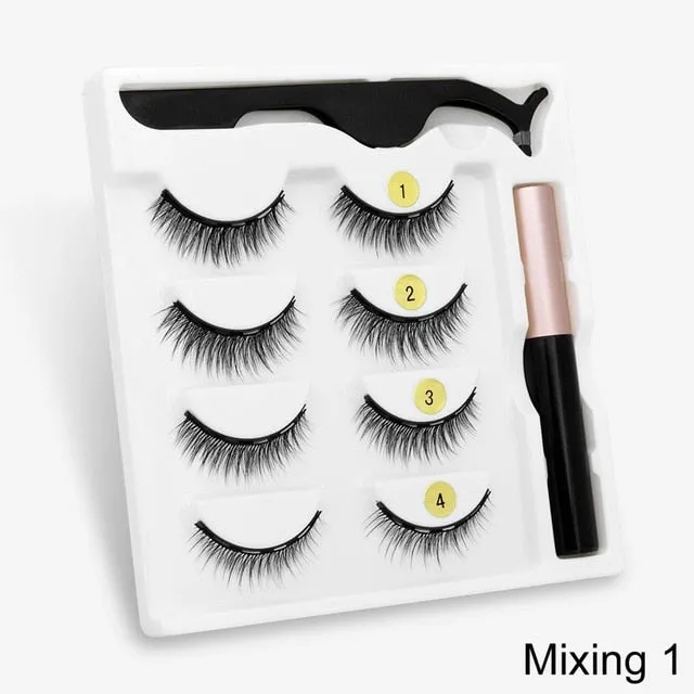 VenusFox Magnetic Eyelashes 3D Mink Eyelashes Magnetic Eyeliner Magnetic Lashes Short False Lashes Lasting Handmade Eyelash Makeup Tool