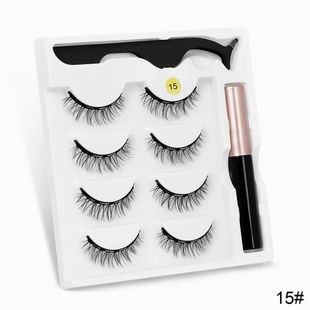 VenusFox Magnetic Eyelashes 3D Mink Eyelashes Magnetic Eyeliner Magnetic Lashes Short False Lashes Lasting Handmade Eyelash Makeup Tool