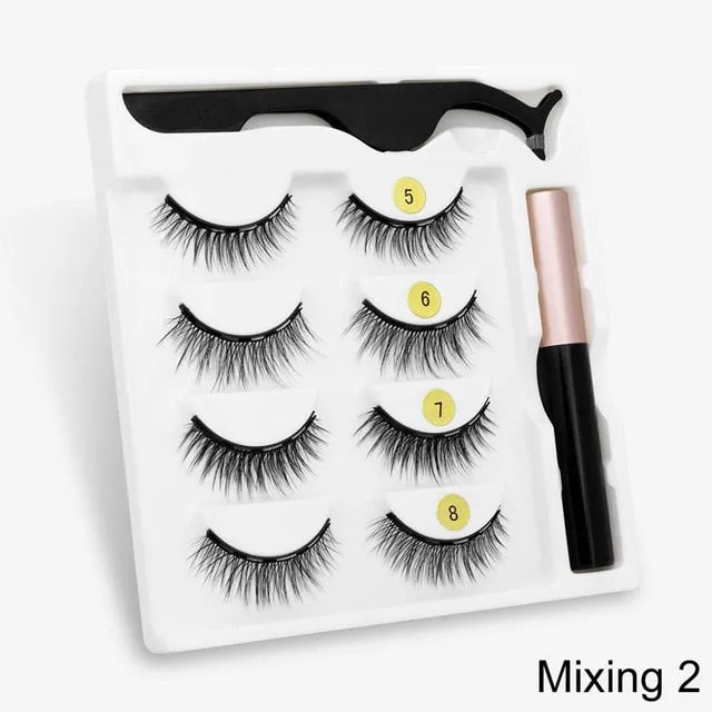 VenusFox Magnetic Eyelashes 3D Mink Eyelashes Magnetic Eyeliner Magnetic Lashes Short False Lashes Lasting Handmade Eyelash Makeup Tool