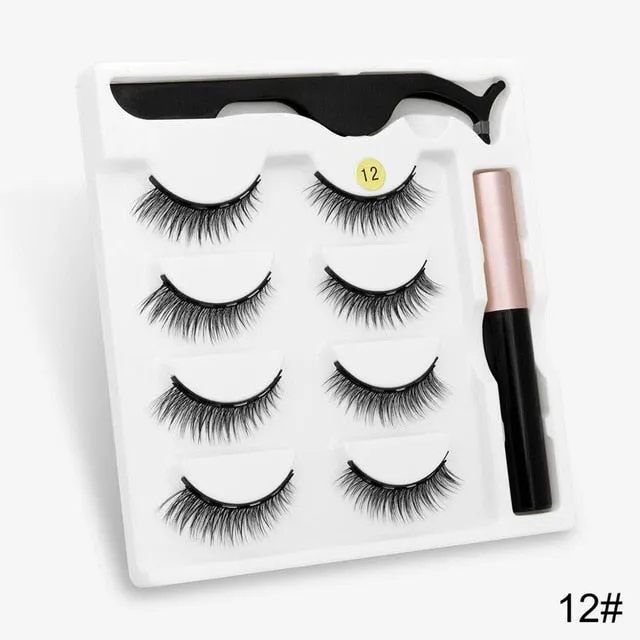 VenusFox Magnetic Eyelashes 3D Mink Eyelashes Magnetic Eyeliner Magnetic Lashes Short False Lashes Lasting Handmade Eyelash Makeup Tool