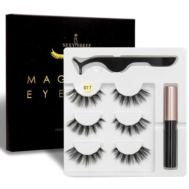 VenusFox Magnetic Eyelashes 3D Mink Eyelashes Magnetic Eyeliner Magnetic Lashes Short False Lashes Lasting Handmade Eyelash Makeup Tool