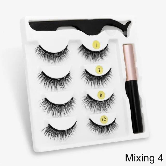 VenusFox Magnetic Eyelashes 3D Mink Eyelashes Magnetic Eyeliner Magnetic Lashes Short False Lashes Lasting Handmade Eyelash Makeup Tool