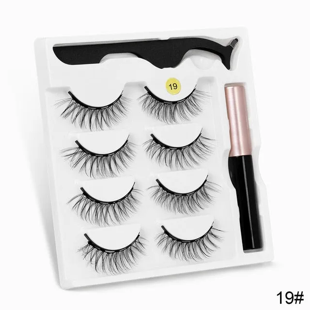 VenusFox Magnetic Eyelashes 3D Mink Eyelashes Magnetic Eyeliner Magnetic Lashes Short False Lashes Lasting Handmade Eyelash Makeup Tool