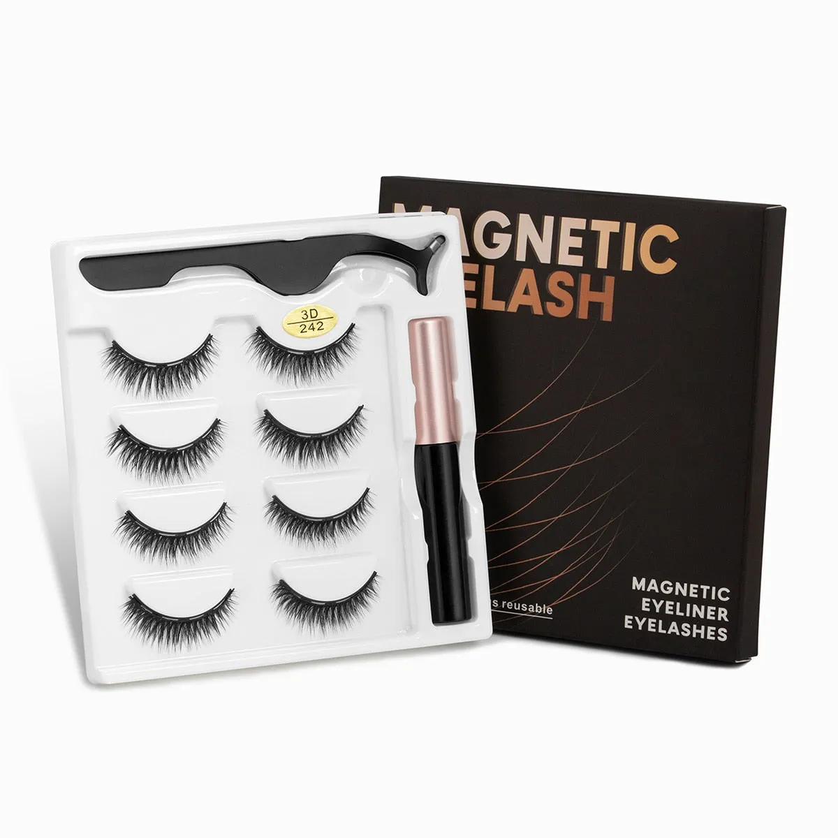 VenusFox Magnetic Eyelashes 3D Mink Eyelashes Magnetic Eyeliner Magnetic Lashes Short False Lashes Lasting Handmade Eyelash Makeup Tool
