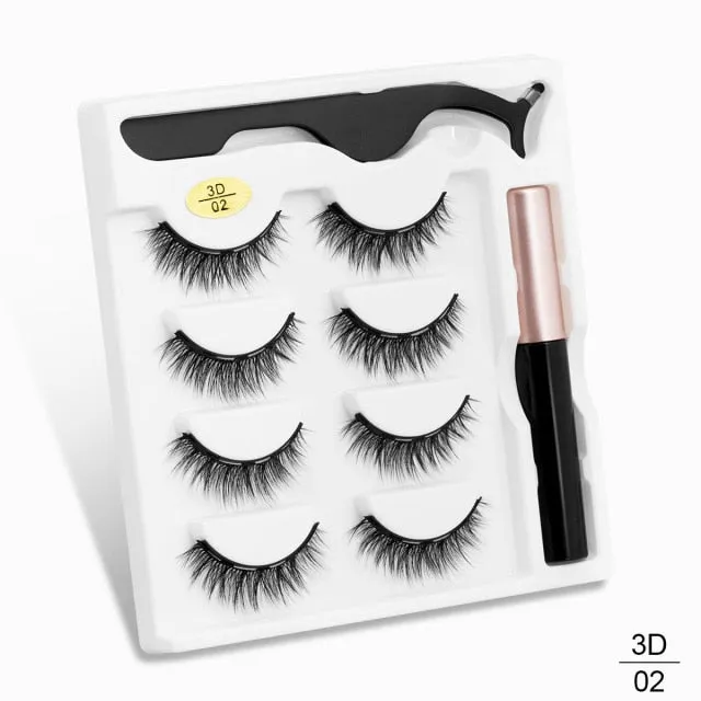 VenusFox Magnetic Eyelashes 3D Mink Eyelashes Magnetic Eyeliner Magnetic Lashes Short False Lashes Lasting Handmade Eyelash Makeup Tool