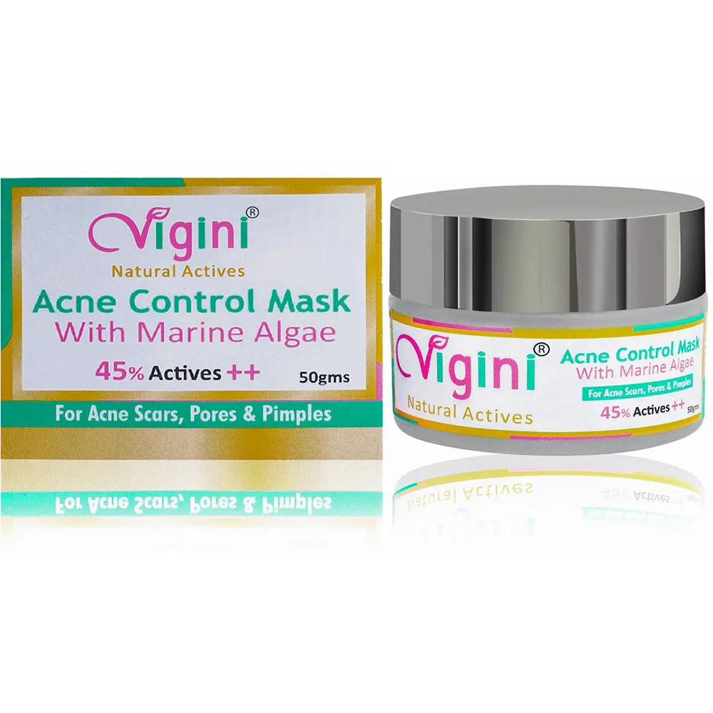Vigini Natural Anti Acne Face Gel 50g & Foaming Toning Cleansing Wash 150ml & Marine Algae Clay Mask 50g