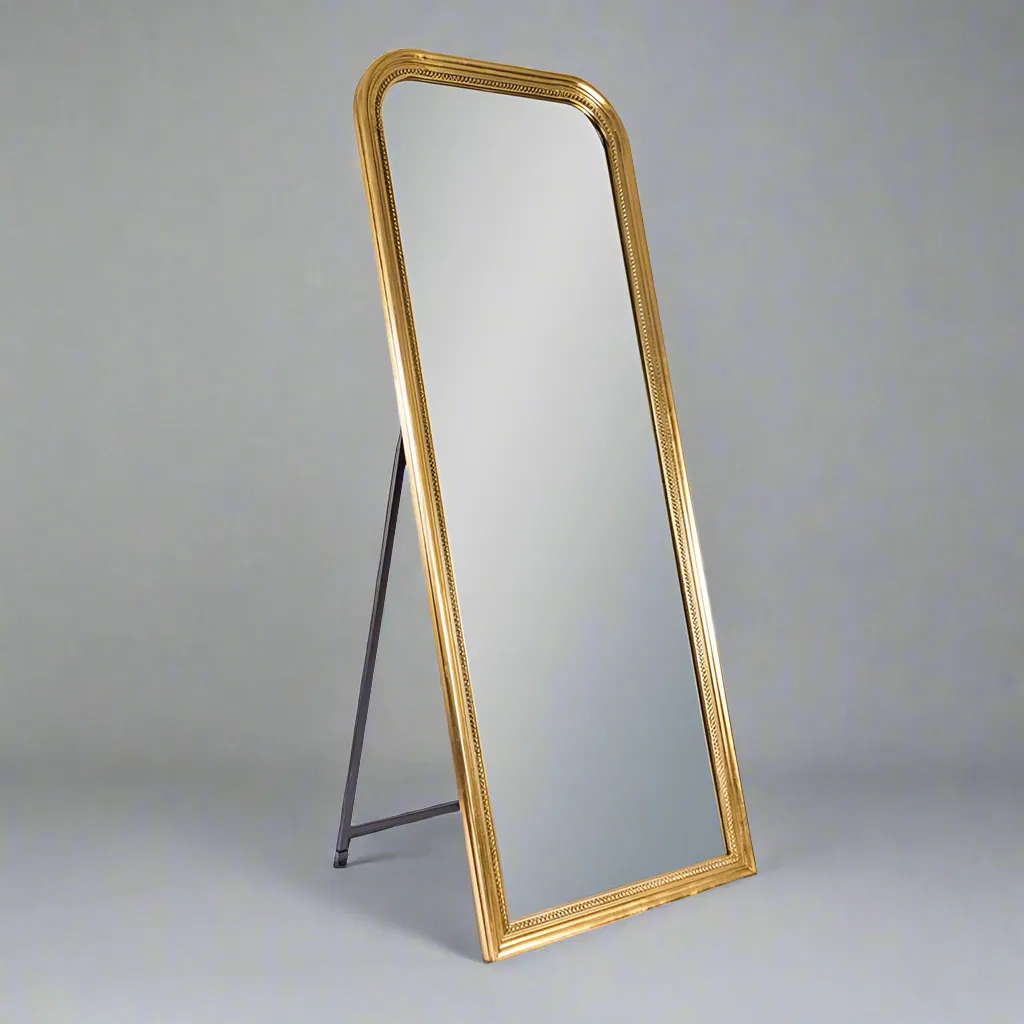Vintage Gold Beaded Floor Standing Dressing Mirror 163cm