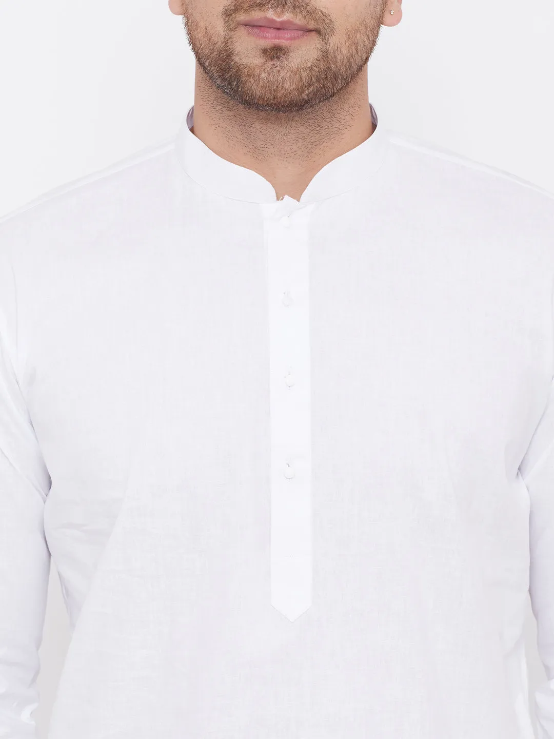 VM BY VASTRAMAY Men's White Cotton Kurta