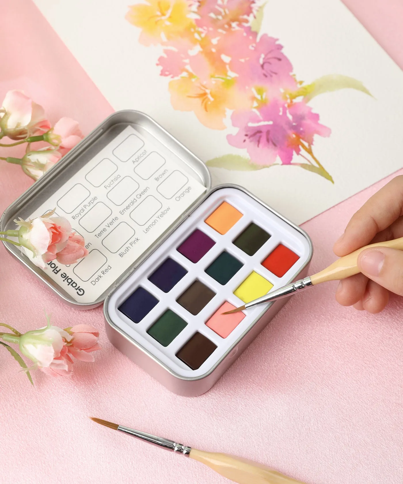 Watercolor Pocket Set of 12 - Floral Colors