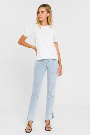 Women Knit Puff Sleeve Shirt