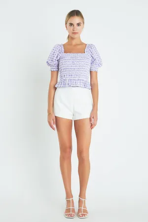 Women's Woven Square Neck Gingham Blouse