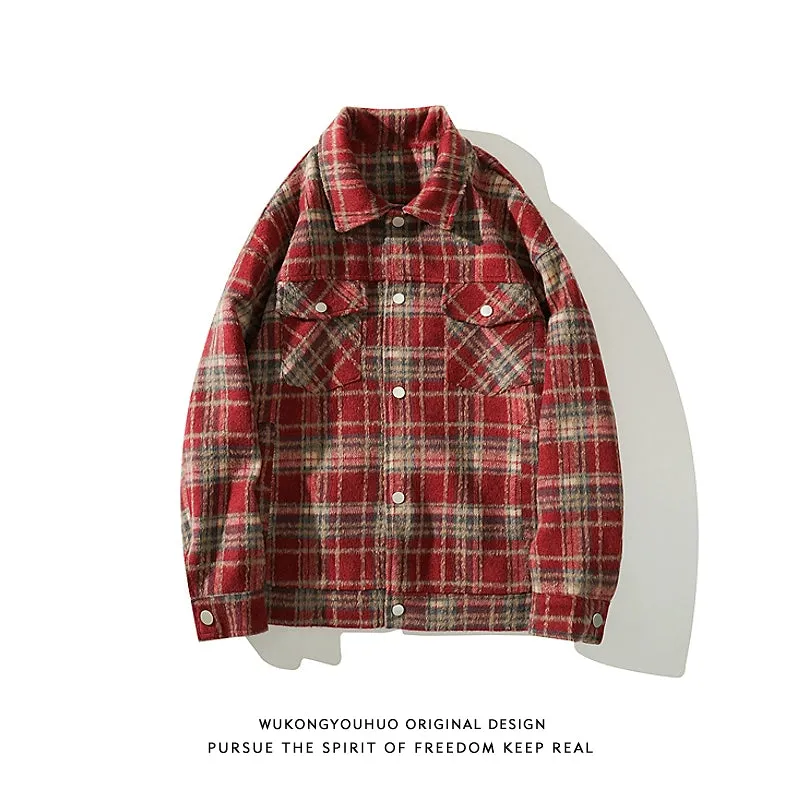Wukong Is Available Plaid Lapel Autumn Loose Shirt