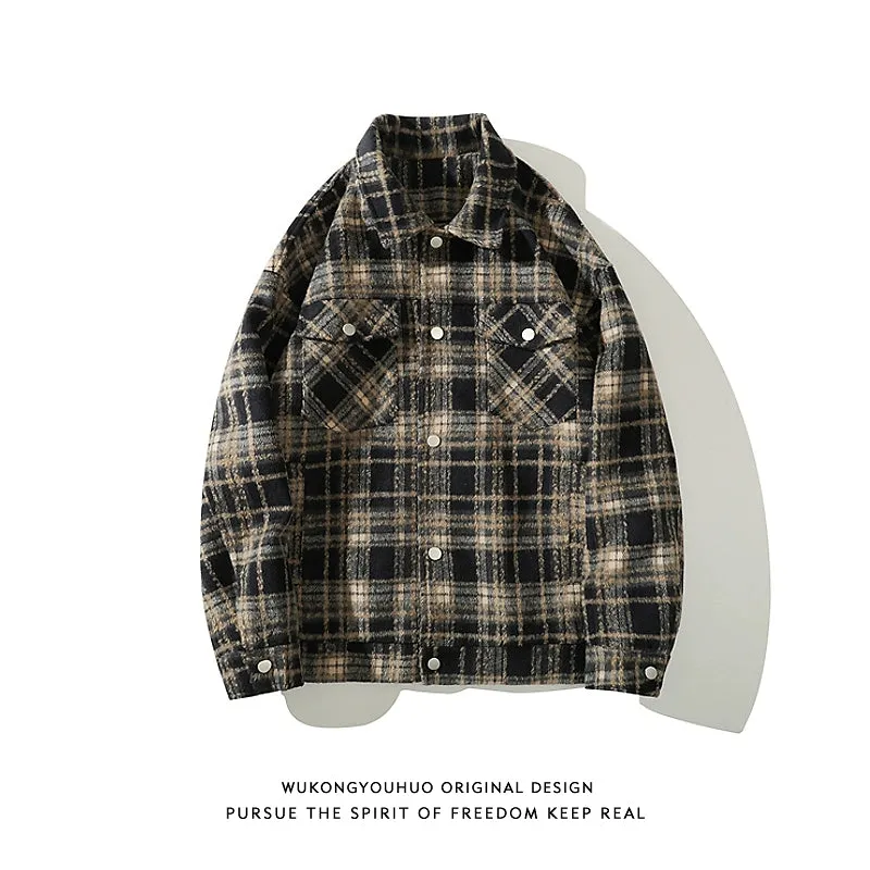 Wukong Is Available Plaid Lapel Autumn Loose Shirt