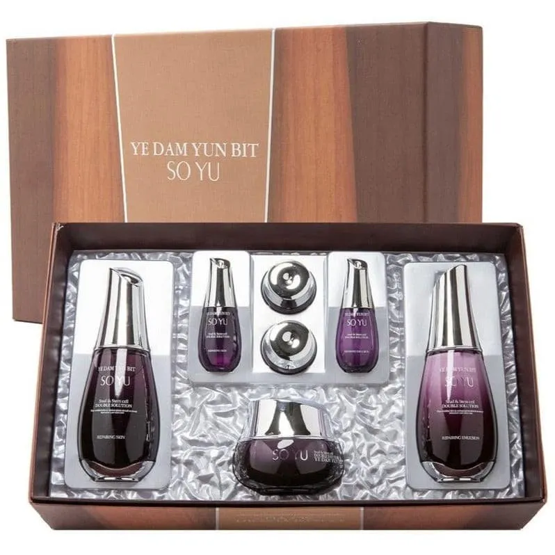 YE DAM YUN BIT So Yu Snail & Stem Cell Double Solution Skincare 3 pcs Set